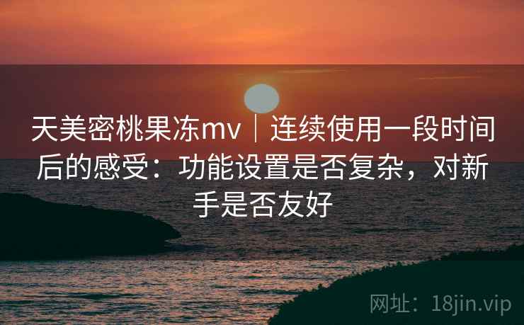 天美密桃果冻mv｜连续使用一段时间后的感受：功能设置是否复杂，对新手是否友好  第2张